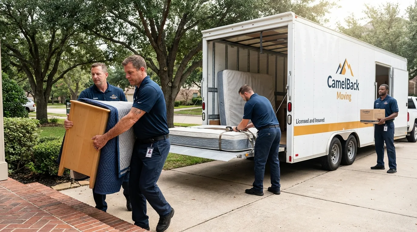 Crew loading residential truck for cross-state move from Hays, KS